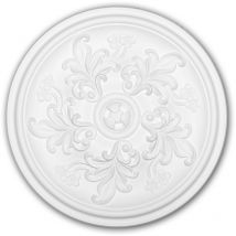 Rosace 156048 Profhome Élement décorative Élement pour plafond style Rococo-Baroque blanc Ø 36,4 cm