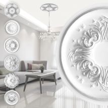 Marbet Design - Rosace en polystyrène - décor intérieur, stuc plafond et mur eps - argent: R-12 - ø 43cm