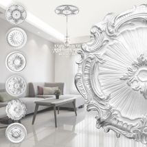 Marbet Design - Rosace en polystyrène - décor intérieur, stuc plafond et mur eps - argent: R-07 - ø 40cm