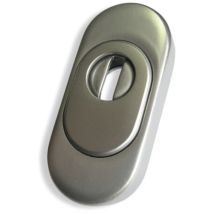 Rosace porte – Aluminium – 75mm x 34mm – Entraxe 50mm – Vissage invisible – Compatible cylindres européens