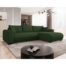 Bestmobilier - Rosalie - canapé d'angle réversible 4 places convertible avec coffre en velours côtelé - vert