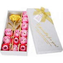Rose Fleur Plaqué Or, Rose en Or, Fleurs Artificielles Rose avec Présentoir dans Une Boîte Cadeau, Cadeau pour La Saint-Valentin,Fête