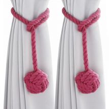 Rose rouge) Lot de 2 embrasses pour rideaux, embrasses de rideaux, embrasses pour rideaux, embrasses de rideaux, embrasses de corde en coton tricoté