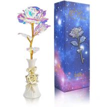 Rose trempée dans l'or, longue tige, véritable rose trempée dans l'or 24 carats, qui dure éternellement avec support, cadeaux pour maman, cadeaux