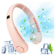 Cyslmuk - Rose Ventilateaur de cou portable sans lame 5 vitesses Affichage numerique 3000 mAh Grande capacite Rechargeable usb Petit ventilateur de
