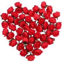 ROSENICE Lot de 50 roses artificielles pour décoration de mariage (rouge)