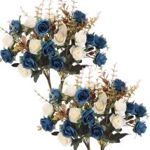 Roses artificielles, 24 têtes, fausses roses, fleurs en soie avec tiges, pour décoration, bouquet de fleurs, fleurs de mariage, décoration de table