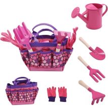Csparkv - Rose)Set Attrezzi da Giardinaggio per Bambini, Set Attrezzi da Giardino 6 Pezzi per Bambini Con Annaffiatoio, Guanti da Giardinaggio, Pala,