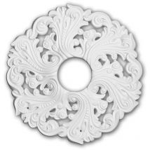 Profhome Decor - Rosetón 156003 Profhome Elemento para techo Elemento decorativo estilo Rócoco Barroco blanco ø 52 cm