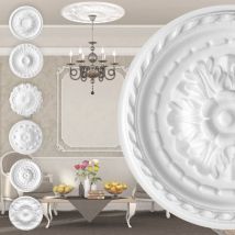 Marbet Design - Rosette en polystyrène - décor intérieur, plafond & mur stucco eps - blanc: R-06 - ø 30cm