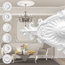 Rosette en polystyrène - décor intérieur, plafond & mur stucco EPS - blanc: R-11 - 59x31cm