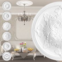 Marbet Design - Rosette en polystyrène - décor intérieur, plafond & mur stucco eps - blanc: R-13 - ø 43cm
