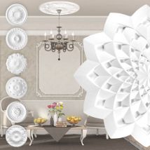 Marbet Design - Rosette en polystyrène - décor intérieur, plafond & mur stucco eps - blanc: R-33 - ø 63cm
