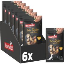 Rosewood Trio Sticks Huhn Medium – Feste Kaustangen Mit Huhn, Kausnack Aus Rinderhaut Für Hunde, Unterstützt Die Zahnpflege, Ohne Getreide Und Gluten,