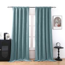 Rosnek Rideaux Occultants En Chenille 510gsm 132x244cm Bleu Sarcelle - Lot De 2 Thermique