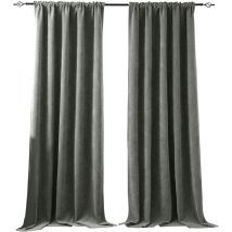 Rosnek Rideaux Occultants En Chenille 510gsm 132x274cm Gris - Lot De 2 Thermique Anti-bruit