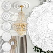 Rosone di stucco - Rosone da soffitto in schiuma dura pu, robusto Hexim Perfect Series 2: B3121 - ø 800 mm