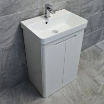 Ross Curved Vanity Basin Sink Unit - Gloss White - 550mm + 700mm with Tap Option, 550mm-With Tap Pack