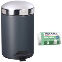 Poubelle de salle de bain à pédale 3L et 40 sacs poubelle 5L - BONNY ROSSIGNOL