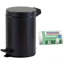 Poubelle de salle de bain à pédale 3L et 40 sacs poubelle 5L - cyjeu Rossignol