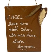 Rost Deko Spruchtafel mit Engelsflügeln – Edelrost – Handwerkskunst aus Deutschland – 33,5 x 25 cm