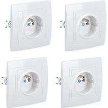 Rosvola - 16A 220V Prise Electrique Murale Complète - Prise Murale Idéale Rénovation - - Blanche - 82 x 82 mm- 8pcs