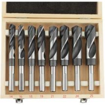 8 pièces ensemble de forets hélicoïdaux hss, forets hélicoïdaux, foret hélicoïdal en acier trempé hss, foret hélicoïdal 14mm - 25mm - Rosvola