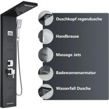Rosvola Colonne de Douche Hydromassante en Acier Inox, Panneau de Douche Multifonction avec LCD, Colonne de Douche avec Mitigeur pour Salle de Bain,