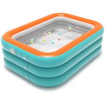 Piscine gonflable rectangulaire à 3 anneaux pour enfants, tout-petits et adultes, piscine intérieure et extérieure, 1.5m - Rosvola