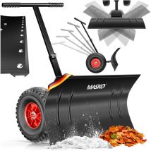 Masko - Pala quitanieves regulable en altura con ruedas - quitanieves regulable en altura con 5 posiciones pala quitanieves para la espalda cuchilla