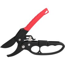 Rot-schwarze, Segmentierte Ratschen-gartenschere Mit Schiebeschalter Für Minimalen Kraftaufwand, Ideal Für Obstgarten Und Garten.