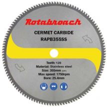 Rotabroach - RAPB355SS 355mm Cermet Tipped Stainless Steel Cutting Blade