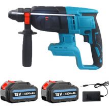 Mawiron - Rotary hammer drill, brushless sds mode with 4+rotation, equipped with 2x 5.5A battery and charger, compatible with Makita batteries