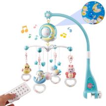 Rotating Luminous Musical Bedside Bell, Timing Function, Projection, Take-Along Rattle and Music Box