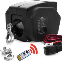 Elektrische Seilwinde 12v für Bootstrailer mit Funkfernbedienung – 2721 Kg Zugkraft, Bootswinde elektrisch, Winde Seilzug Stahlseil Schwarz