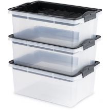 Rotho Jive Dome - Scatola portaoggetti con coperchio, in plastica (PP), senza BPA, 3 x 13 l, 40,5 x 28,3 x 28,9 cm, colore: Grigio scuro