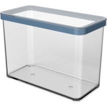 Rotho Loft - Barattolo rettangolare da 2,1 l, con coperchio e guarnizione, in plastica alimentare (PP), senza BPA, trasparente/blu, 2,1 l (20,0 x