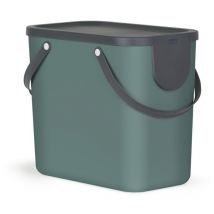 Rotho Albula System de séparation de déchets 25l pour la cuisine, plastique sans bpa (pp), vert foncé/anthracite, 25l (40.0 x 23.5 x 34.0 cm)