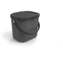 Rotho Albula Bio-déchets 6l avec couvercle pour la cuisine, plastique sans bpa (pp), anthracite, 6l (23,5 x 20,0 x 20,8 cm)
