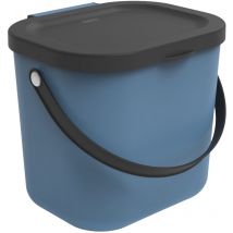 Rotho Albula Poubelle de 6 litres avec couvercle et poignée pour la cuisine, plastique sans bpa (pp), bleu/anthracite, 6l (23,5 x 20,0 x 20,8 cm)
