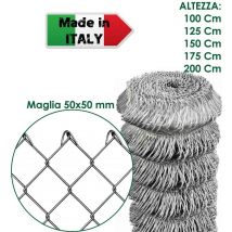 Rotolo 25 m rete metallica zincata per recinzione a maglia libera - h 175 cm