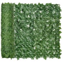 Rotolo di siepe artificiale per balcone in pe con foglie 300X100 cm verde scuro