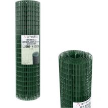 Bricozone - Rotolo Rete Metallica Per Recinzioni 25 m Zincata Plastificata Elettrosaldata Rigida Per Giardino Orto Piante Spazi Esterni (125 Cm)