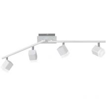 Frankystar - Roubaix Barre 4 Spots led Carrés en Métal Blanc Mat L.80Cm