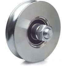 Roue à gorge RONDE Ø 120 mm pour rail rond Ø 20 mm
