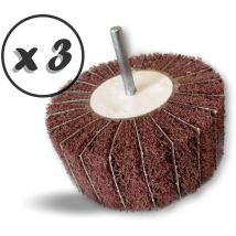 Roue abrasive de polissage satinage sur tige Lamelles tissu abrasif et mousse abrasive - Lot de 3 - ø 100 - Gr. 60