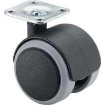 Bs Rollen - Roulette double en plastique d. de la roue 50 mm cap. charge 50 kg avec plaque de fixation polyamide