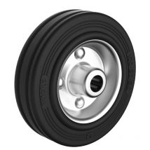 Roue caoutchouc noir jante tôle diamètre 80 x 25 alésage 12 longueur de moyeu 40 mm roulement à rouleaux