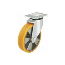 roue de guidage poids lourd PU/acier LK-ALTH 200K, charge 600 kg, roue diam. 200mm, dim plaque 140x110mm