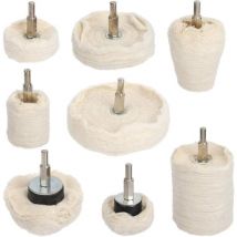 Roue de polissage pour perceuse, 8 pcs Tampon de polissage en coton pour métal (aluminium/acier inoxydable/chrome/alliage/laiton) bois plastique
